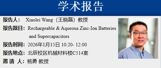 学术报告——Rechargeable & Aqueous Zinc-Ion Batteries and Supercapacitors